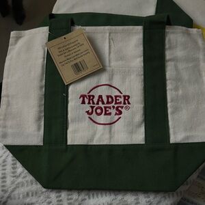 Trader Joe's Green and White Tote Bag